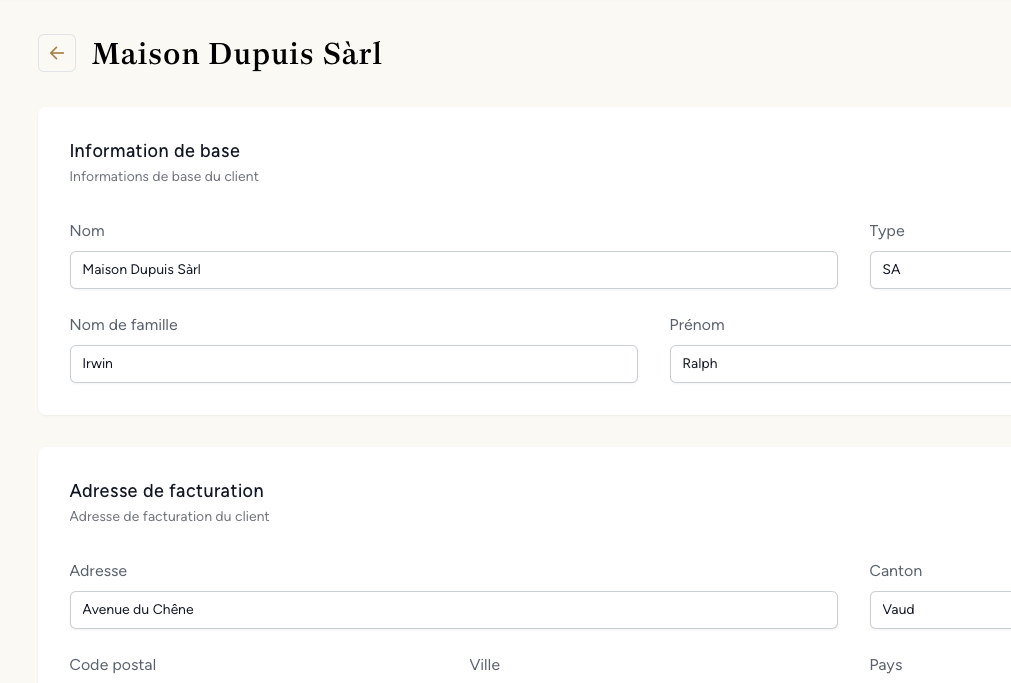 Gestion des clients Kokonut