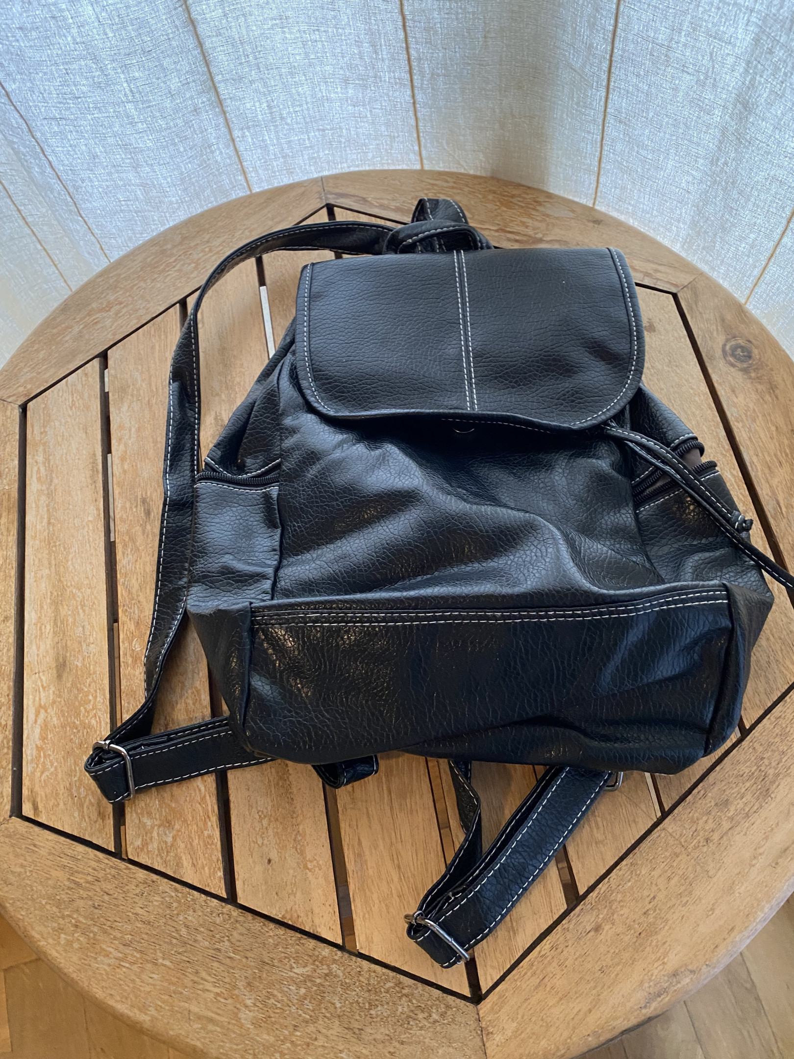 Small black leatherette backpack