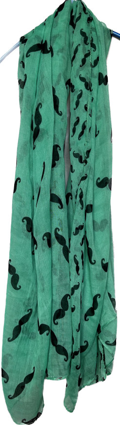 Green viscose scarf with black whiskers