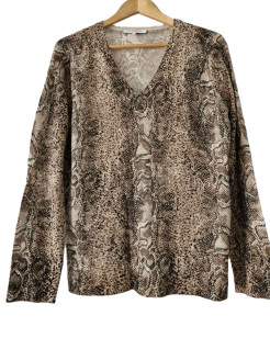 Gerard Darel 100% wool brown snakeskin print v-neck sweater (L)