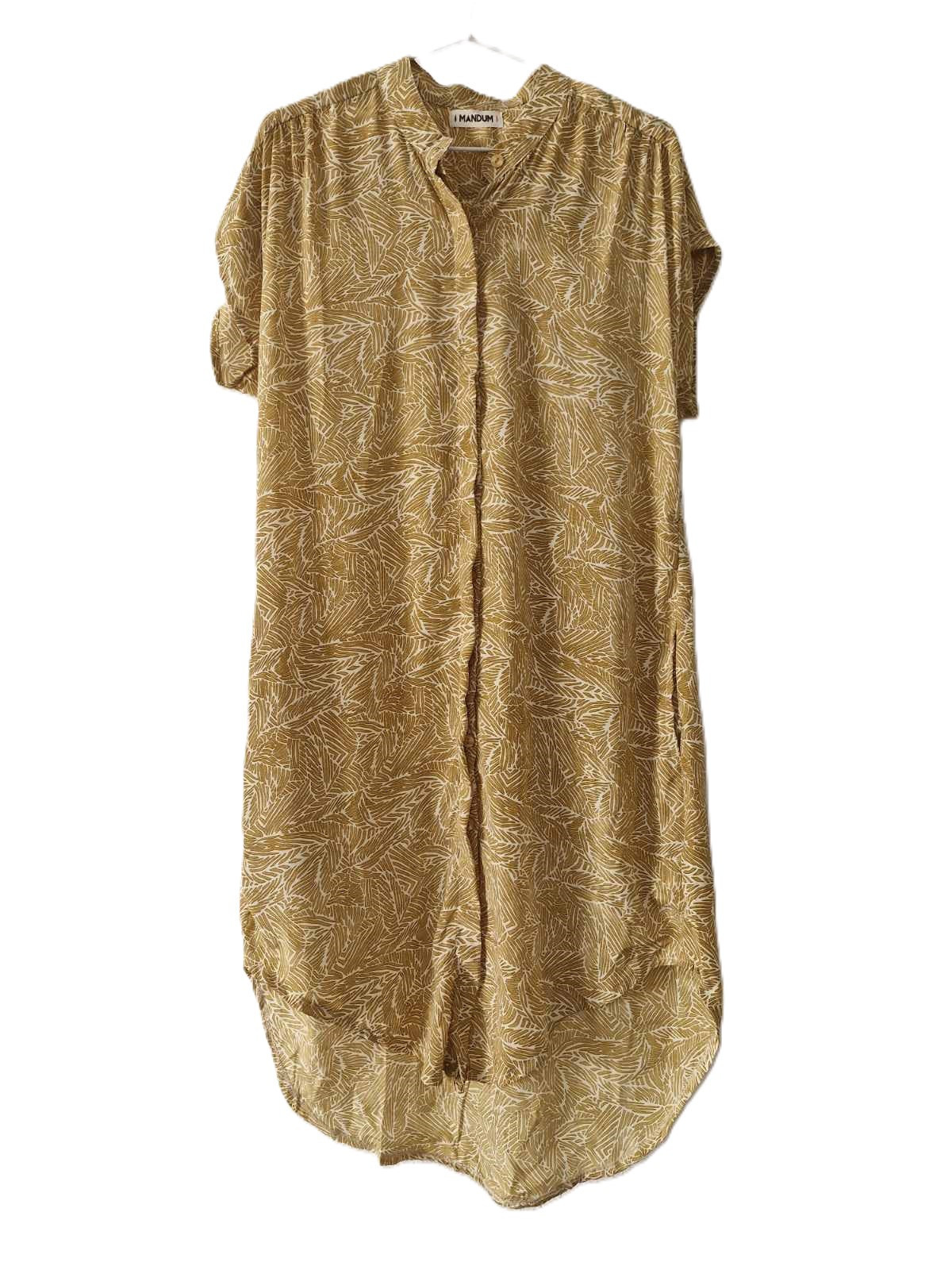 New Mandum Silk Mix Shirtdress Gold Ikat (US 12/FR 44)