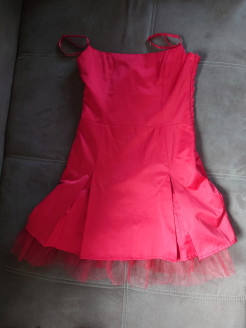 Red satin mini-dress