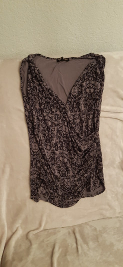 Grey patterned sleeveless T-shirt S/M