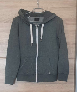 Graues Kapuzen-Sweatshirt mit Reißverschluss ONLY