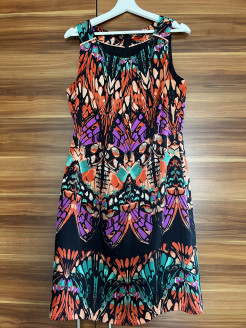 Black dress with colorful print