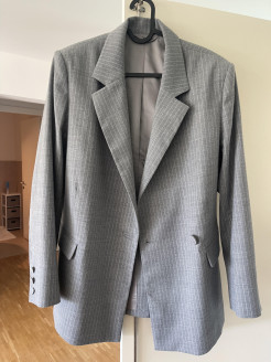 Grey/white striped blazer