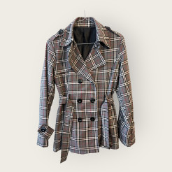 Short trench coat - Manteau court à carreaux