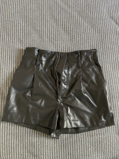 Imitation leather shorts