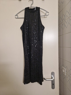 Abendkleid schwarz mit Pailletten