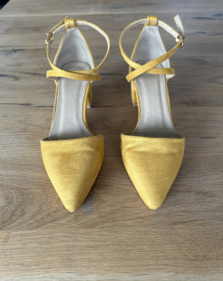 Yellow heeled sandals