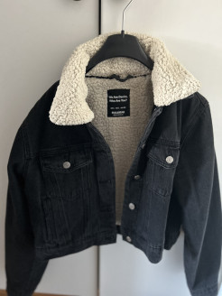 Veste en jeans noire rembourrée de laine