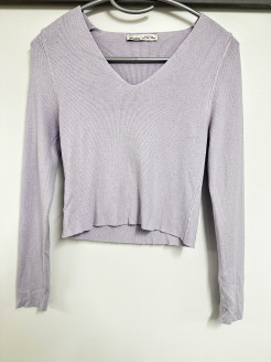 Long-sleeved top in lilac wool