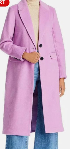 Aqua Women's Purple Wool Blend Button Long Walker Coat (S)