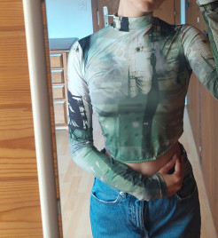 Green printed top