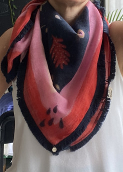 Ravissant foulard en laine multicolore Pom