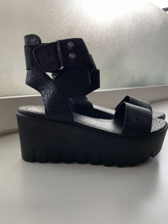 black wedge sandals