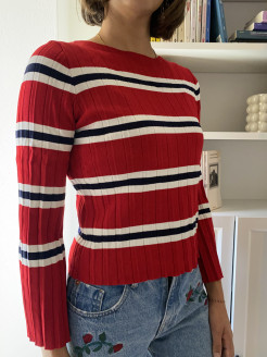 Long-sleeved knitted T-shirt