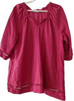 Blue Ilusion raspberry french linen top (XL)