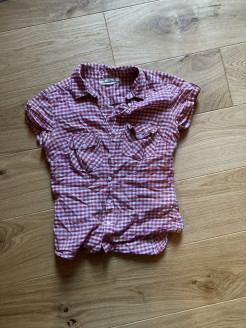 Women's short-sleeved checked shirt