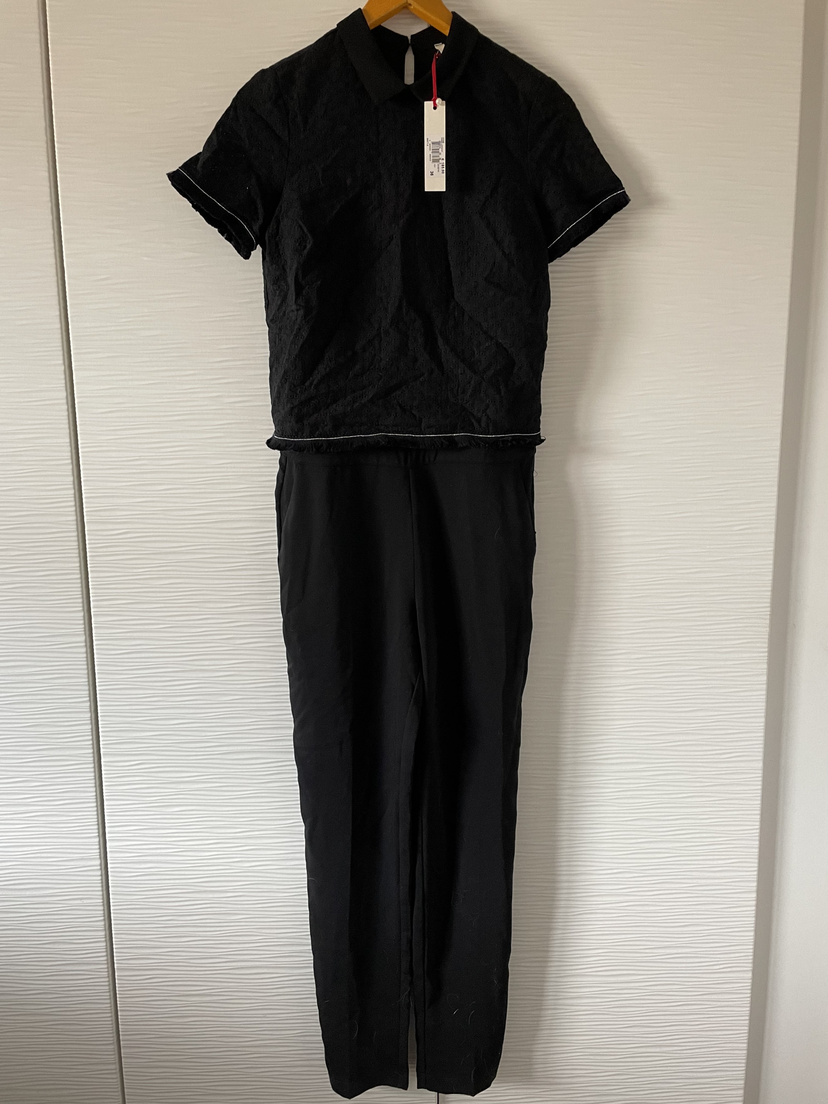 Black jumpsuit with English lace ICODE