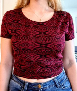 Red crop top with ethnic motifs 🌵