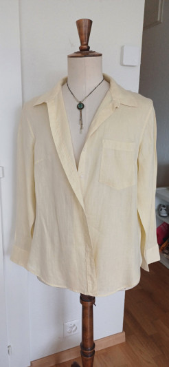 pastel yellow linen blouse size L H&M