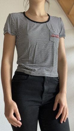 Black and white lined T-shirt