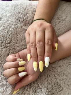 Sets uniques de Press-On Nails faits main - citron jaune