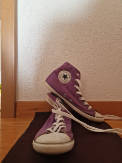Purple converse with low soles