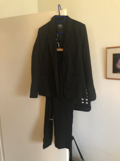 Manor black suit 40/ 44 and Caroll silk shirt 42