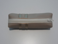Small beige pencil case with stripes