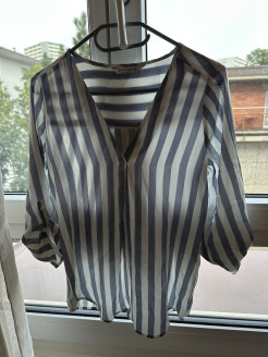 White / blue striped blouse