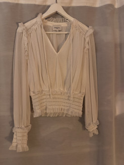 Blouse with transparent sleeves