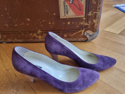 Purple leather and wood pumps 38