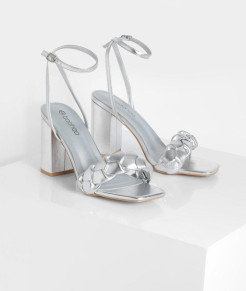 Metallic sandals with square heel - Large size