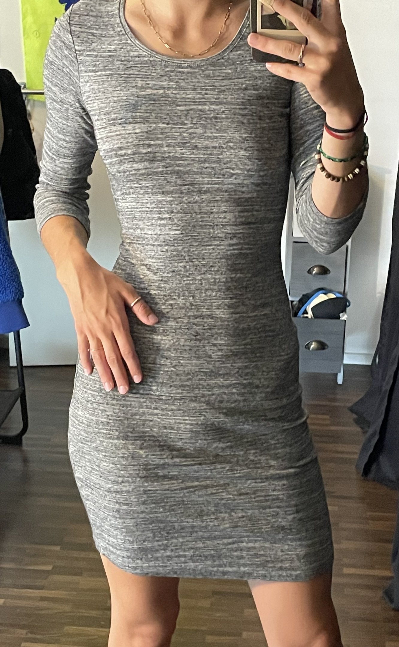 Grey dresses store with sleeves