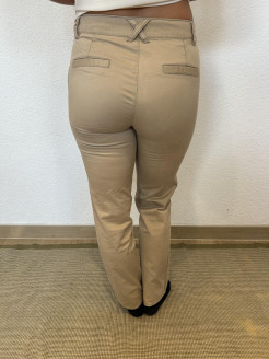 Pantalon beige, taille basse