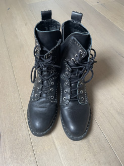 Lace-up boots with studs