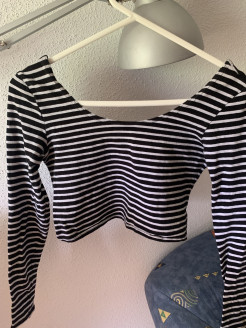 black and white striped short jumper