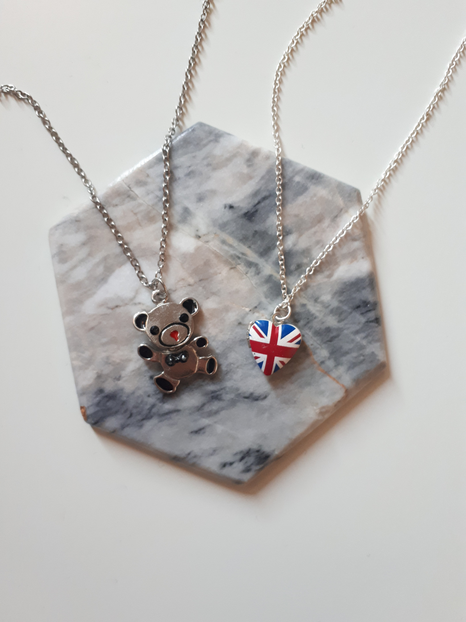 Teddy bear and heart necklace