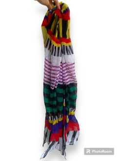 Lightweight scarf with colourful geometric pattern