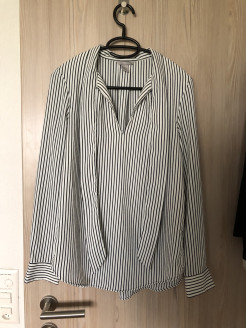 H&M Shirt, weiß mit schwarzen Streifen, 36