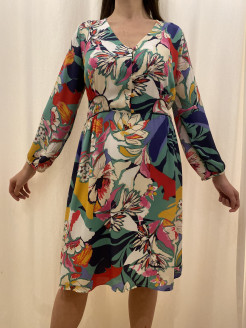 Halblanges Kleid mit Blumenprint