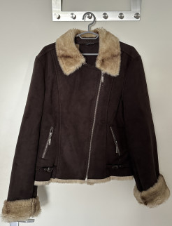 CAROLL short jacket in suede and faux fur