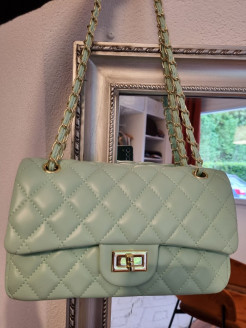 Magnificent pastel green quilted shoulder bag