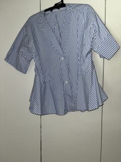 Blue and white striped blouse