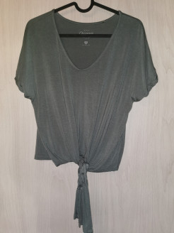 Khaki T-Shirt zum Binden vorne t. XS