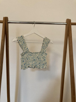 Crop top with blue and white flowers