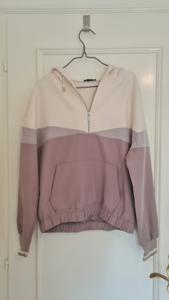 Sweat à capuche Rose et Blanc crème