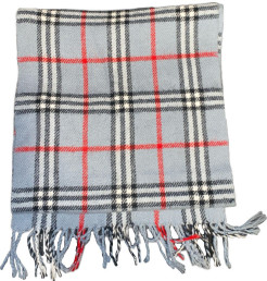 Scarf grey / red / checks / lines